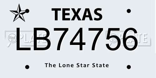 LB74756 Texas License Plate