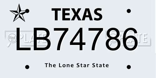 LB74786 Texas License Plate