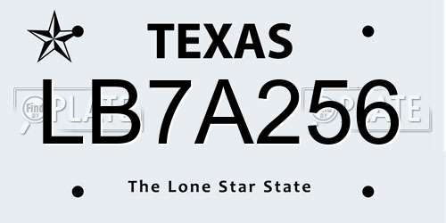 LB7A256 Texas License Plate