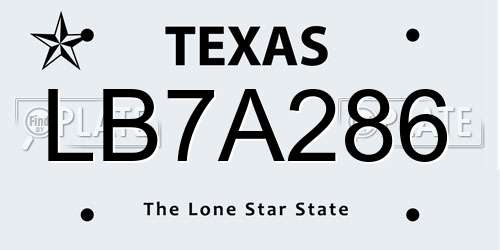 LB7A286 Texas License Plate