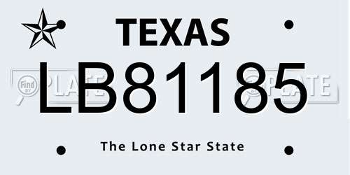 LB81185 Texas License Plate