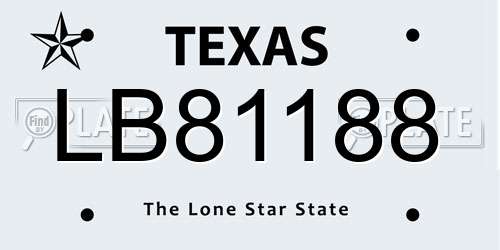 LB81188 Texas License Plate