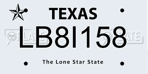 LB8I158 Texas License Plate