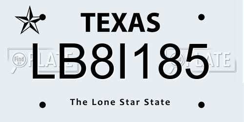 LB8I185 Texas License Plate