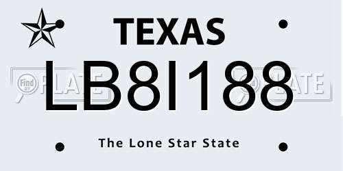 LB8I188 Texas License Plate