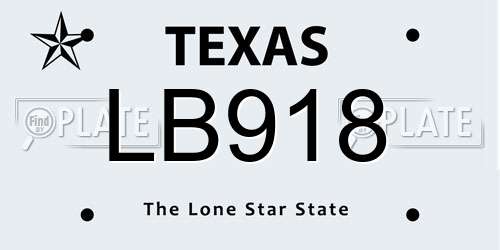 LB918 Texas License Plate