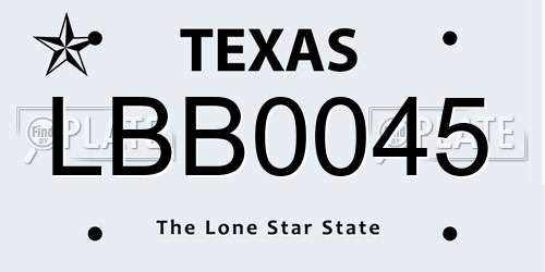 LBB0045 Texas License Plate