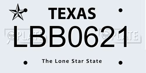 LBB0621 Texas License Plate