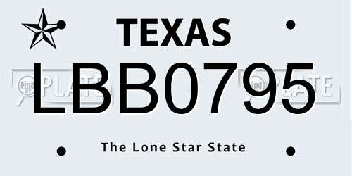 LBB0795 Texas License Plate