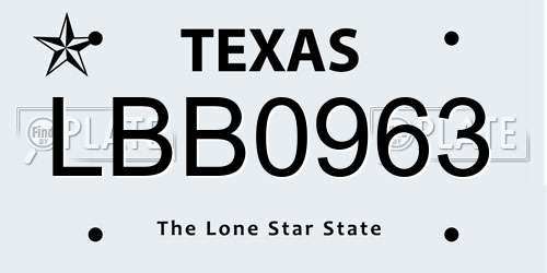 LBB0963 Texas License Plate