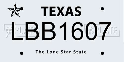 LBB1607 Texas License Plate