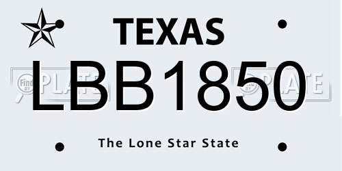 LBB1850 Texas License Plate