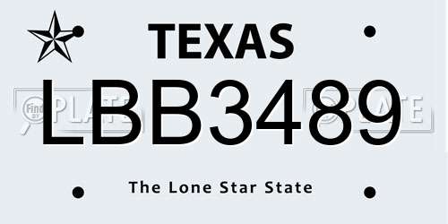 LBB3489 Texas License Plate