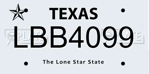 LBB4099 Texas License Plate