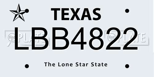 LBB4822 Texas License Plate