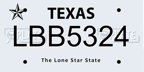 LBB5324 Texas License Plate