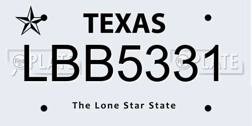 LBB5331 Texas License Plate