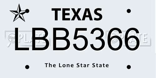 LBB5366 Texas License Plate