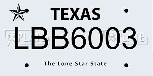 LBB6003 Texas License Plate