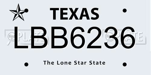 LBB6236 Texas License Plate