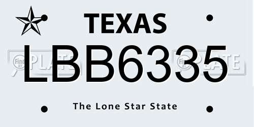 LBB6335 Texas License Plate