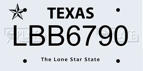 LBB6790 Texas License Plate