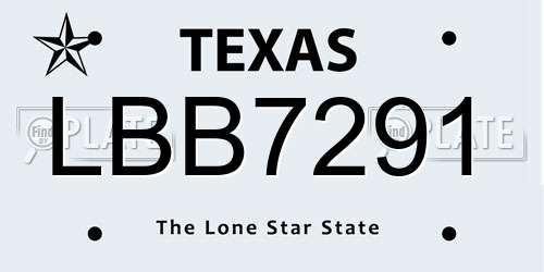 LBB7291 Texas License Plate