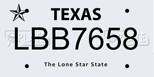 LBB7658 Texas License Plate