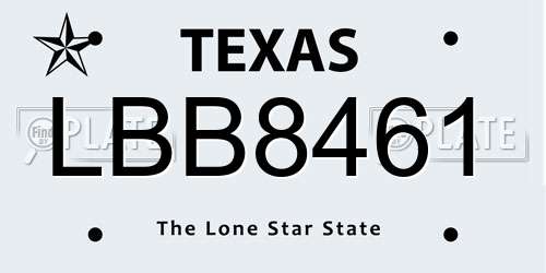 LBB8461 Texas License Plate