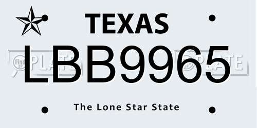 LBB9965 Texas License Plate