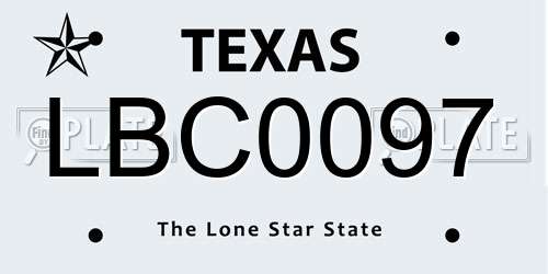 LBC0097 Texas License Plate