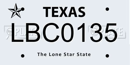 LBC0135 Texas License Plate