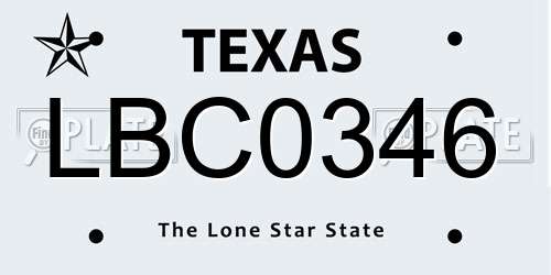 LBC0346 Texas License Plate
