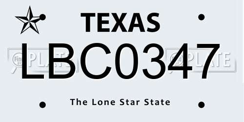 LBC0347 Texas License Plate