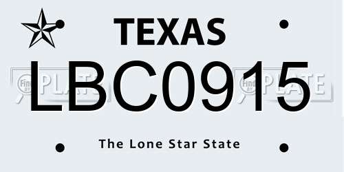 LBC0915 Texas License Plate