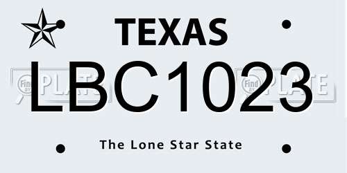 LBC1023 Texas License Plate