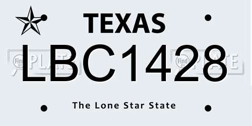 LBC1428 Texas License Plate