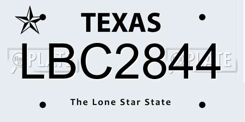 LBC2844 Texas License Plate