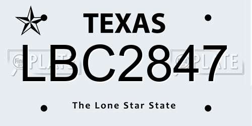LBC2847 Texas License Plate