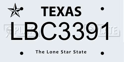 LBC3391 Texas License Plate