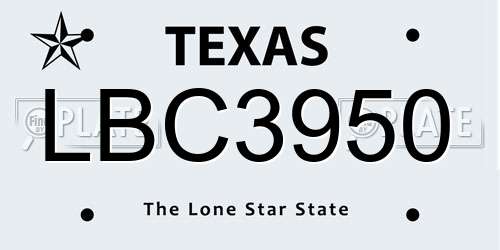 LBC3950 Texas License Plate