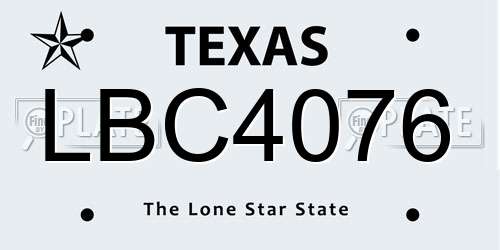 LBC4076 Texas License Plate