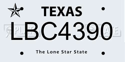 LBC4390 Texas License Plate