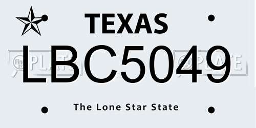 LBC5049 Texas License Plate