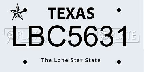 LBC5631 Texas License Plate
