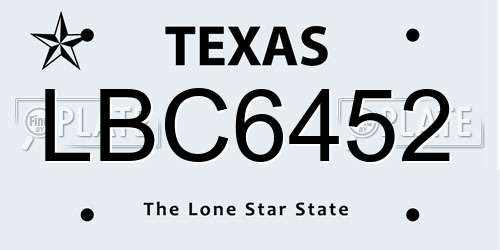 LBC6452 Texas License Plate