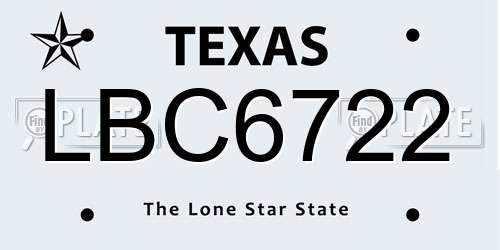 LBC6722 Texas License Plate