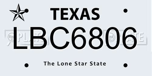 LBC6806 Texas License Plate