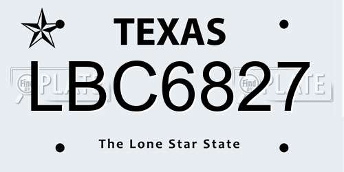 LBC6827 Texas License Plate