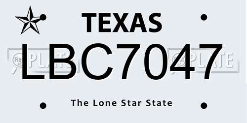 LBC7047 Texas License Plate